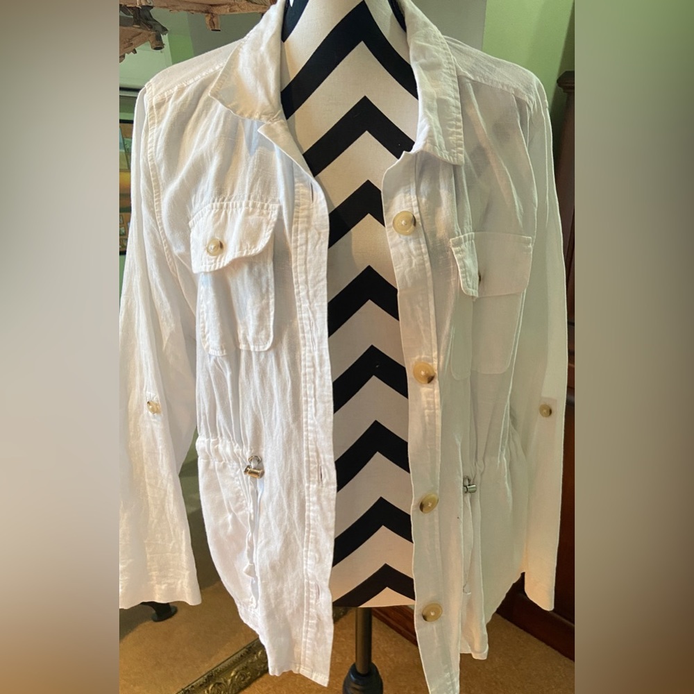 White Linen Jacket - L